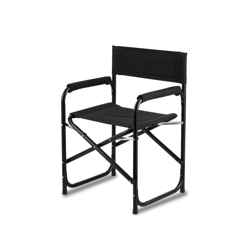 Folding Steel Director Chair Black Fabric with Patch | SDO12-DC82 SDO12-IT-P/D