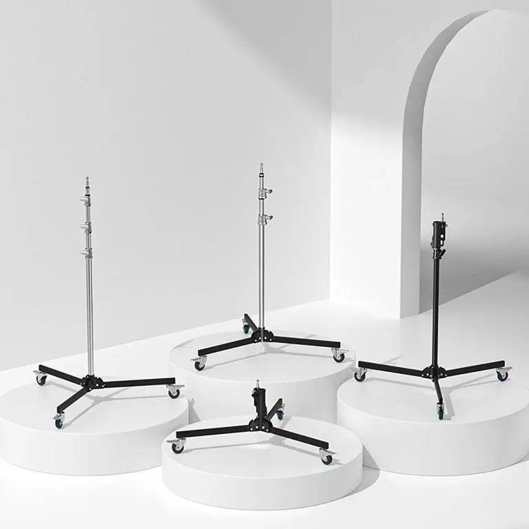 Foldable Steel Roller Light Stand with Locking Caster Base || SW