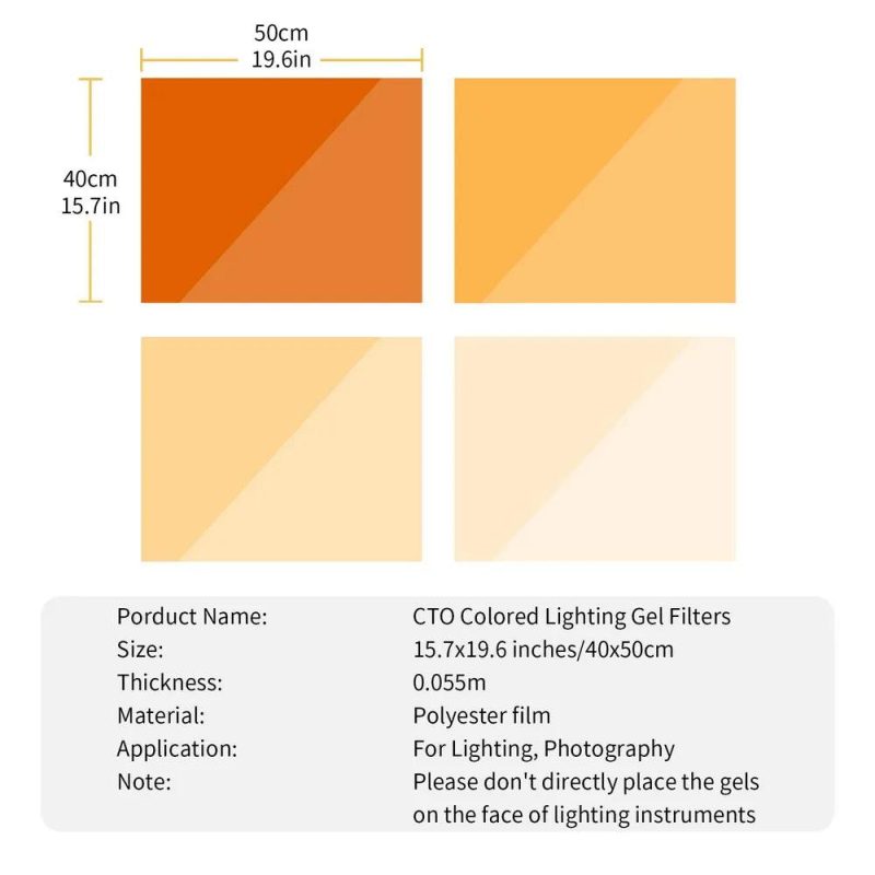 Kit 1: 40x50cm CTO Orange Gel Filters-85/85A/85B/85C