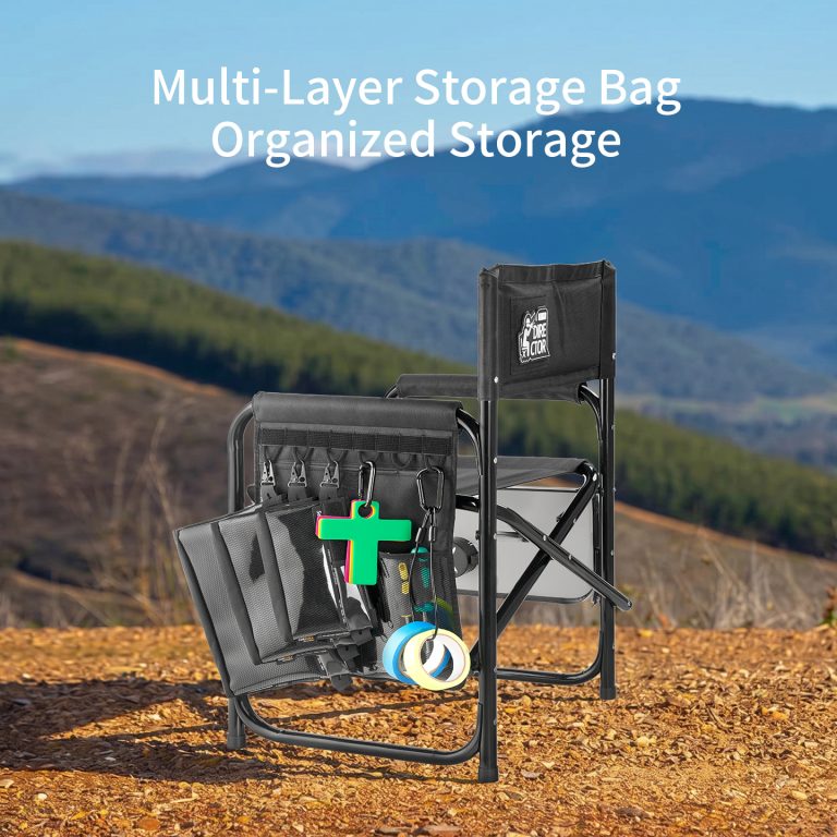 Folding Steel Director Chair Black Fabric with Patch | SDO12-DC82