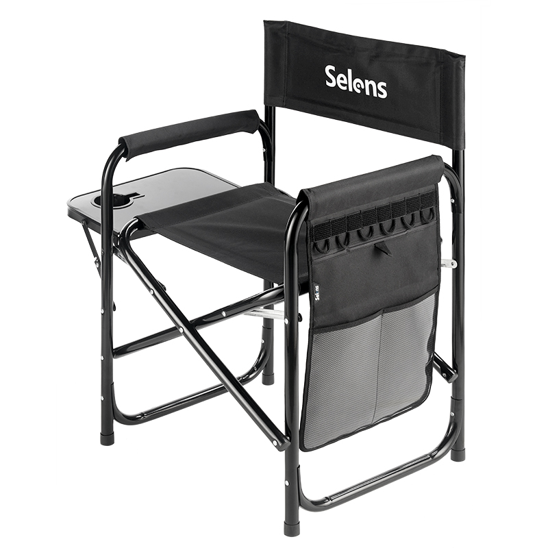 Folding Steel Director Chair Black Fabric with Patch | SDO12-DC82/DC82P SDO12-IT-P/D