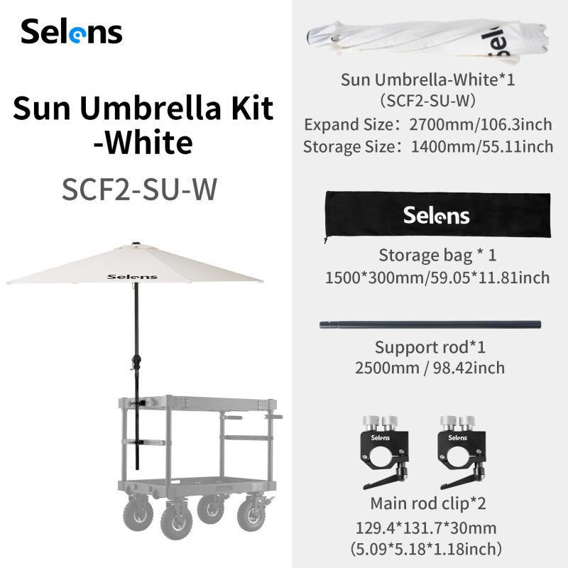 Production Cart Sunshade Umbrella Kit with Super Clamps | SCF2-SU