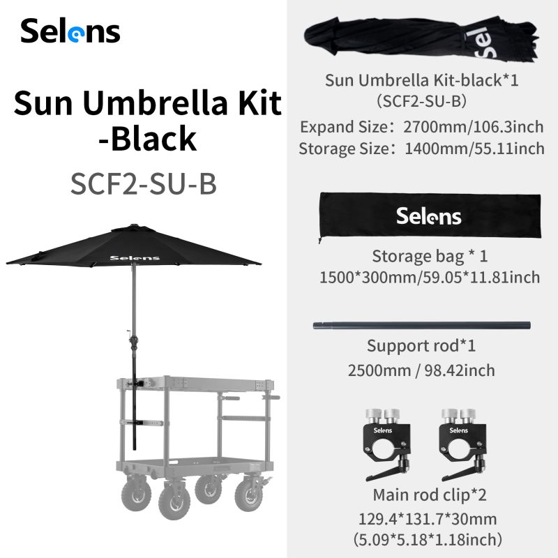 Director's Cart Umbrella Black with rod clip